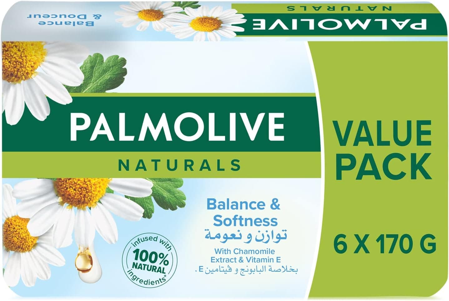 PALMOLIVE NATURALS SOAP CHAM&VITAMIN E 170G 5+1FREE - 1