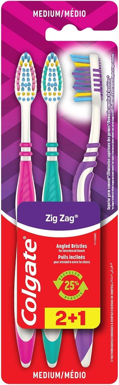 COLGATE TOOTHBRUSH ZIG ZAG MEDIUM 3PK  (Head) - 1