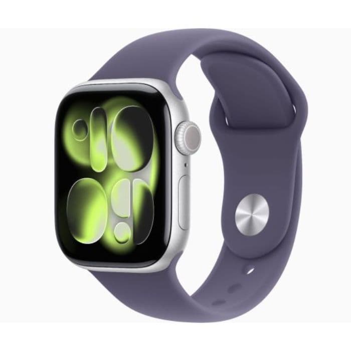 Apple Watch Series 11, GPS, 42mm, Silver Aluminum Case with Purple Fog Sport Band - S/M - 1