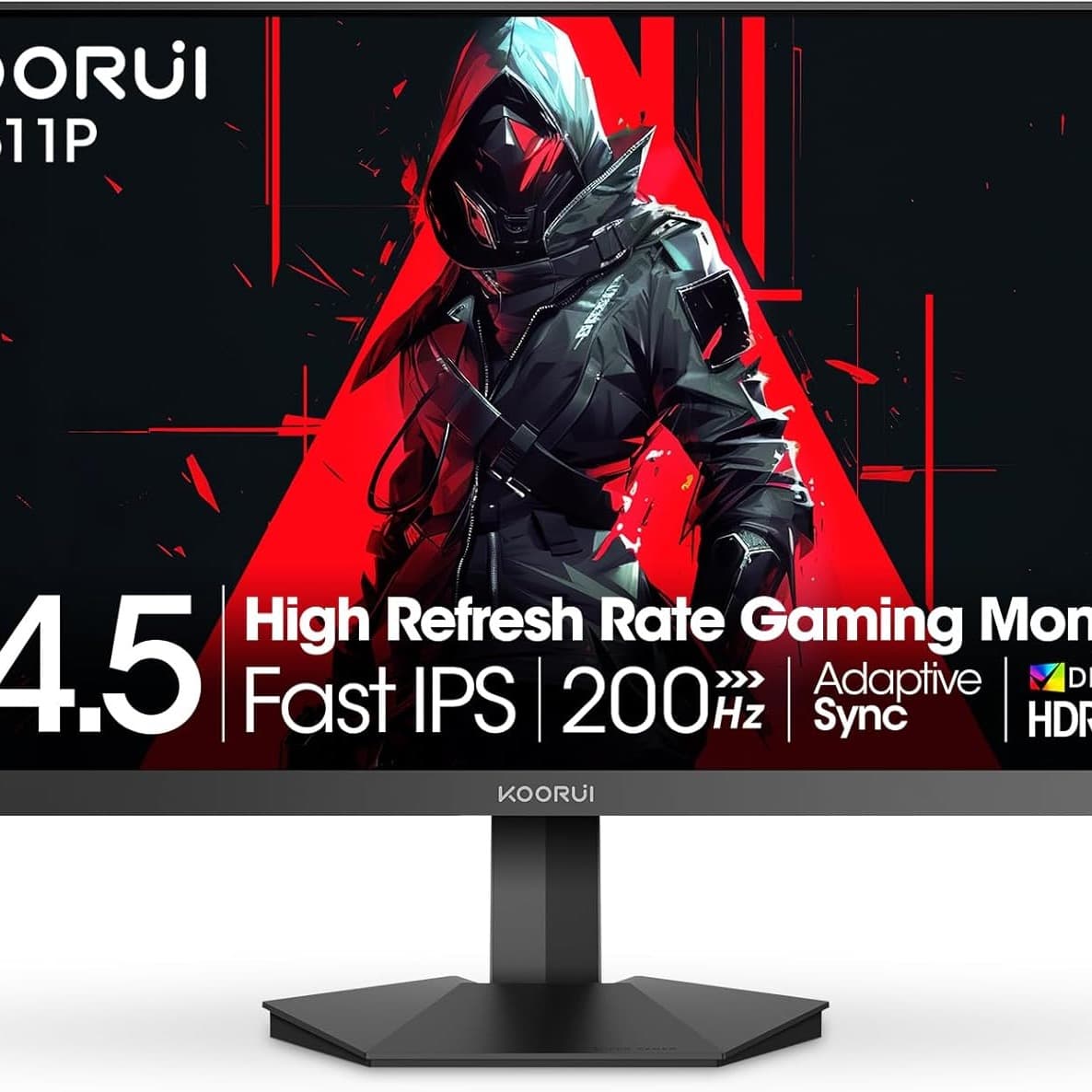 KOORUI Gaming Monitor 25-inch, 170Hz FHD 1080p Computer Monitor, 1ms GTG, Adaptive G-Sync, FreeSync Premium, 3 Sides Frameless, HDMI x 2, DisplayPort, Black, 25E3A - 1