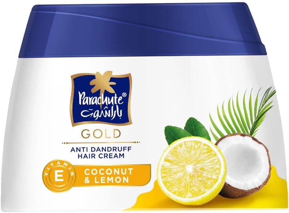 Parachute Gold Anti Dandruff Hair Cream with Lemon & Coconut | For Smooth, Soft, Conditioned Hair | Reduces Dandruff, Flaking & Itchiness | Non Sticky | Oil Replacement | 210 ml - 1