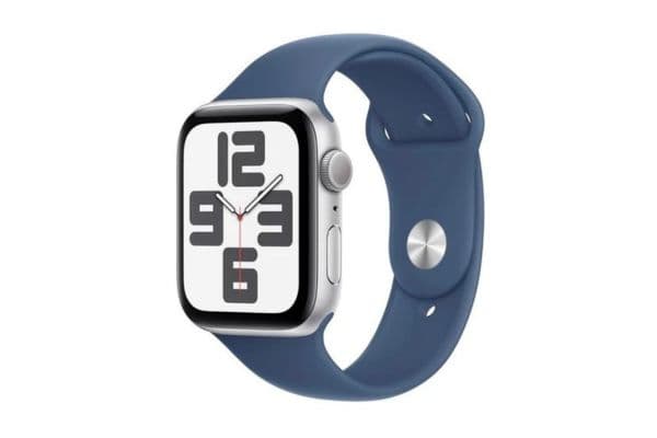 Apple Watch SE, GPS, 44mm, Silver Aluminium Case, with Denim Sport Band - 1