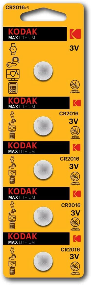 Kodak Max CR2016 Lithium Button Cell Batteries – Pack of 5 - 1
