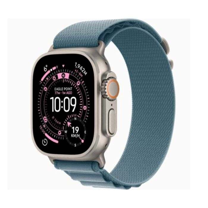 Apple Watch Ultra 3, GPS + Cellular, 49mm, Natural Titanium Case with Light Blue Alpine Loop - 1