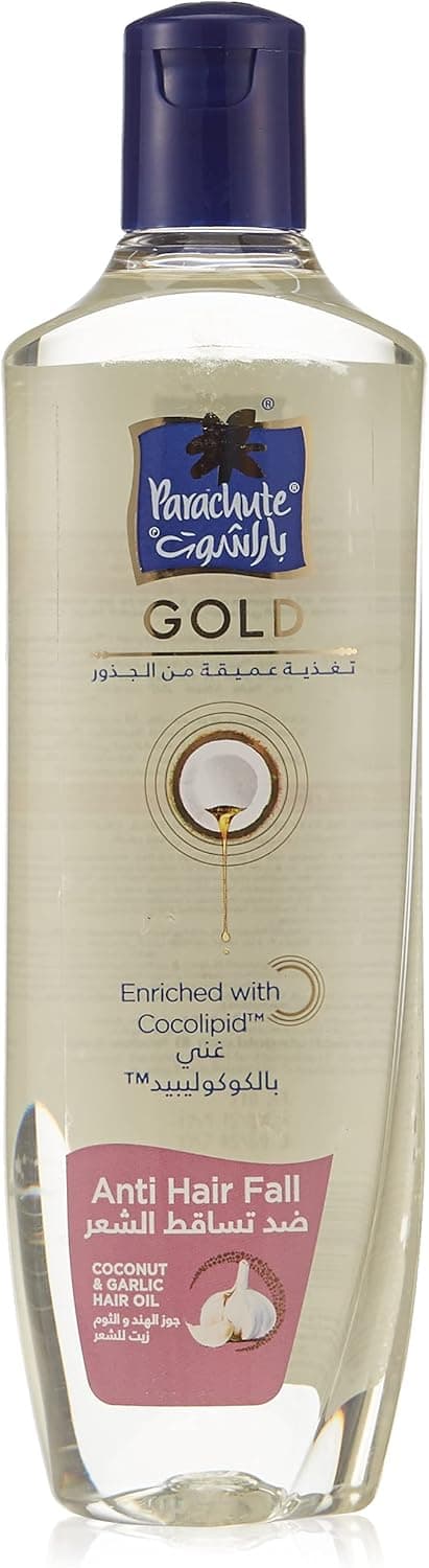Parachute Gold Anti Hairfall Coconut & Garlic Hair Oil, 100% Natural Cocolipid Nourishment, 300 Ml - 1