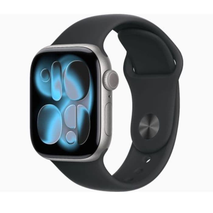 Apple Watch Series 11, GPS + Cellular, 42mm, Jet Black Aluminum Case with Black Sport Band - 1
