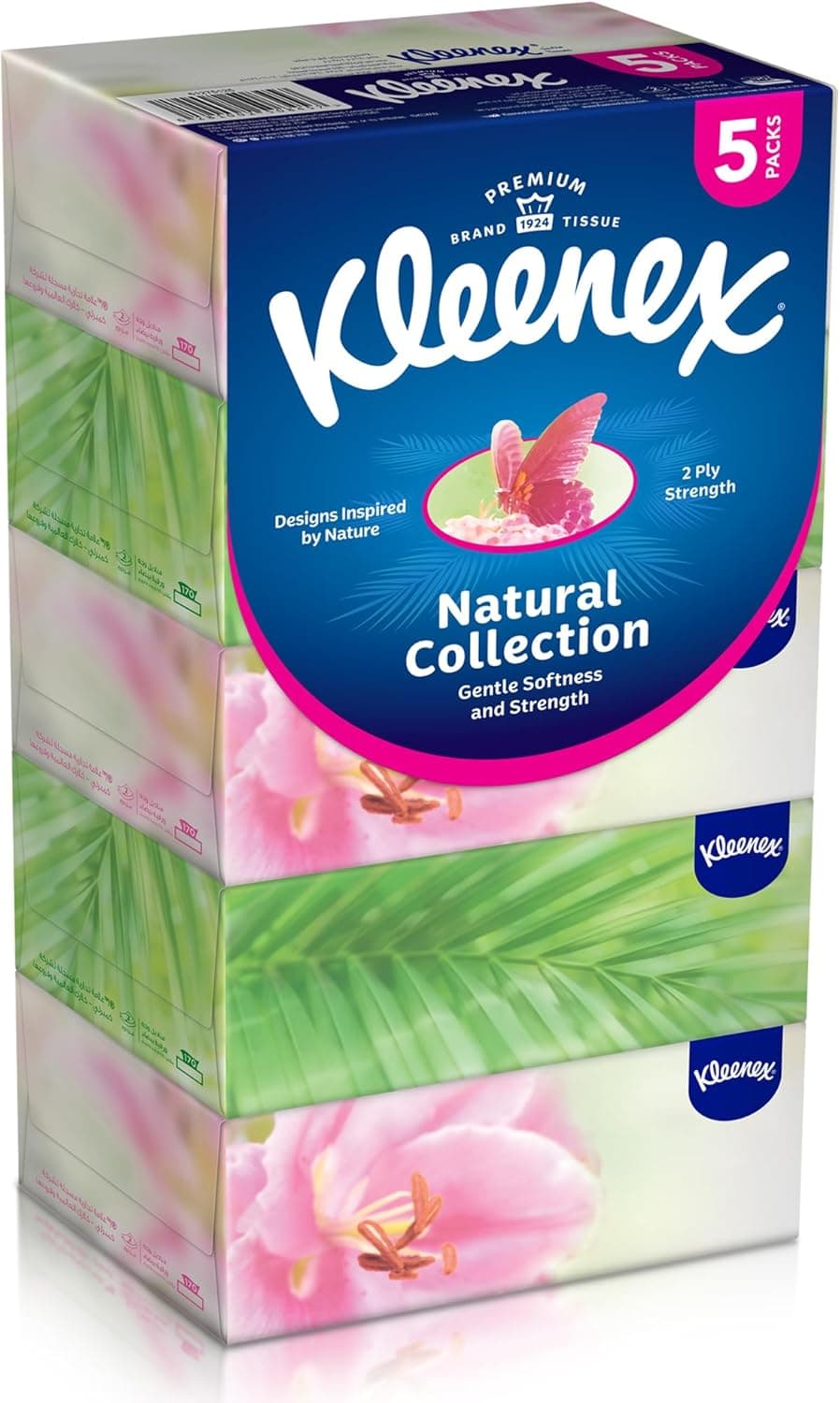 Kleenex Natural Collections Facial Tissue - Pack of 5 Boxes, 170 Sheets x 2 Ply - 1