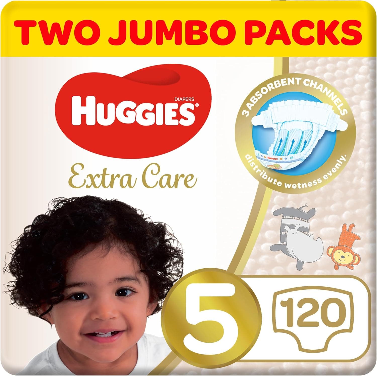 Huggies Extra Care, Size 5, 12 -22 kg, Twin Jumbo Pack, 120 Diapers - 1