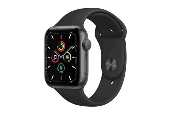 Apple Watch SE GPS, 44mm Space Gray Aluminium Case with Black Sport Band - 1