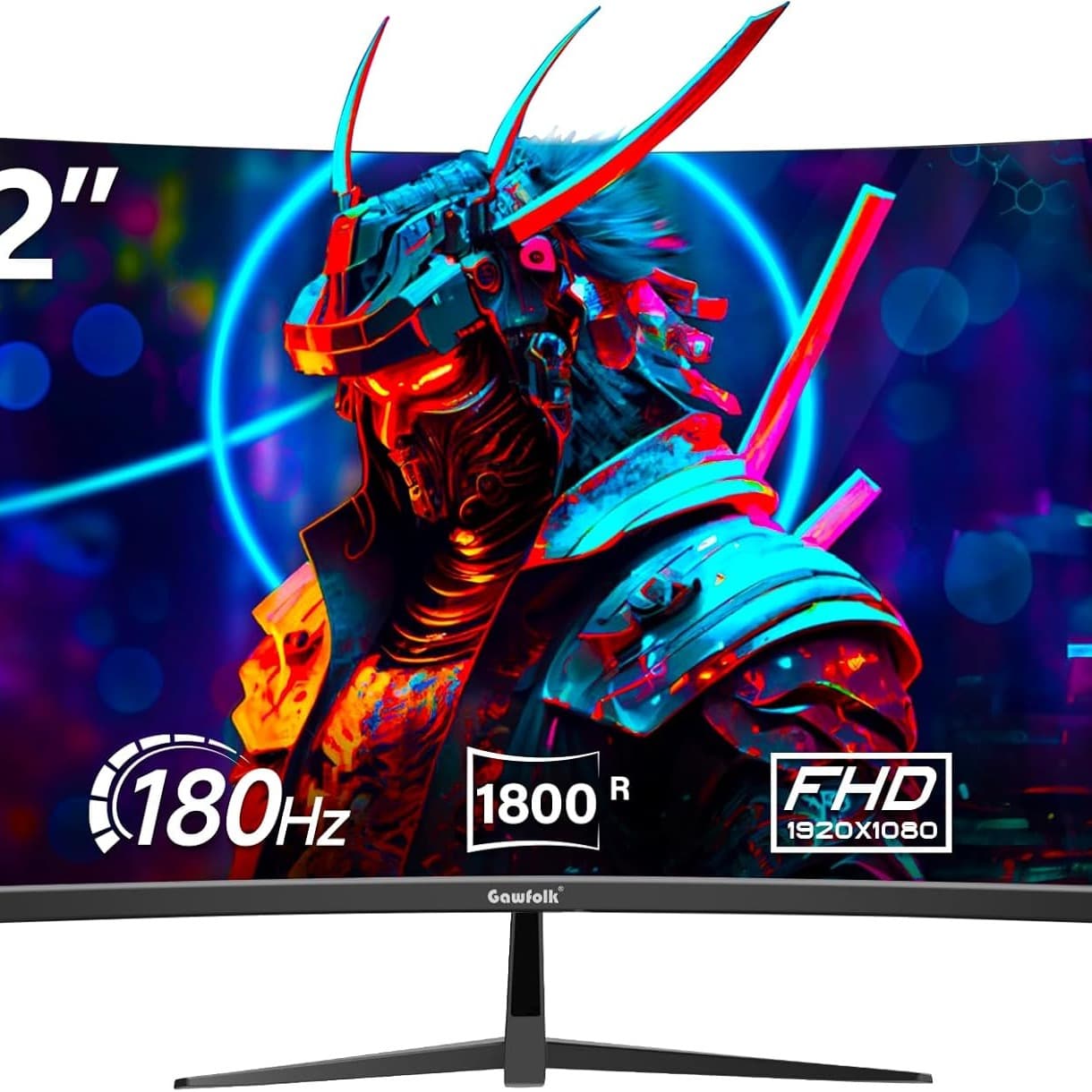 Gawfolk 32 Inch Gaming Monitor FHD 180Hz Curved 1800R Computer Display Screen FreeSync 100% sRGB 1ms(GTG) VESA Suitable for Esports, Office and Home Use - 1