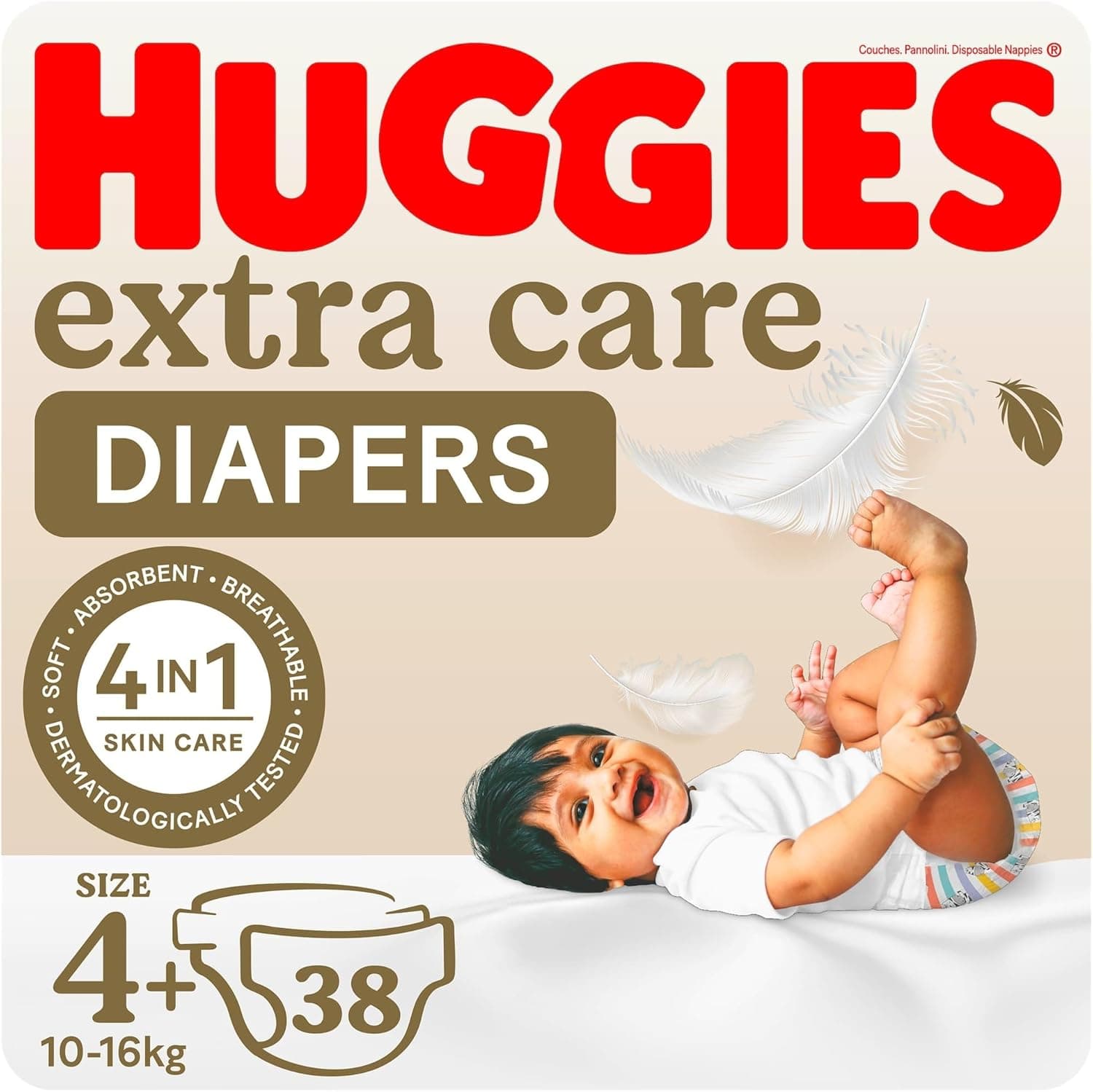 Huggies Extra Care, Size 4+, 10 -16 kg, Value Pack, 38 Diapers - 1
