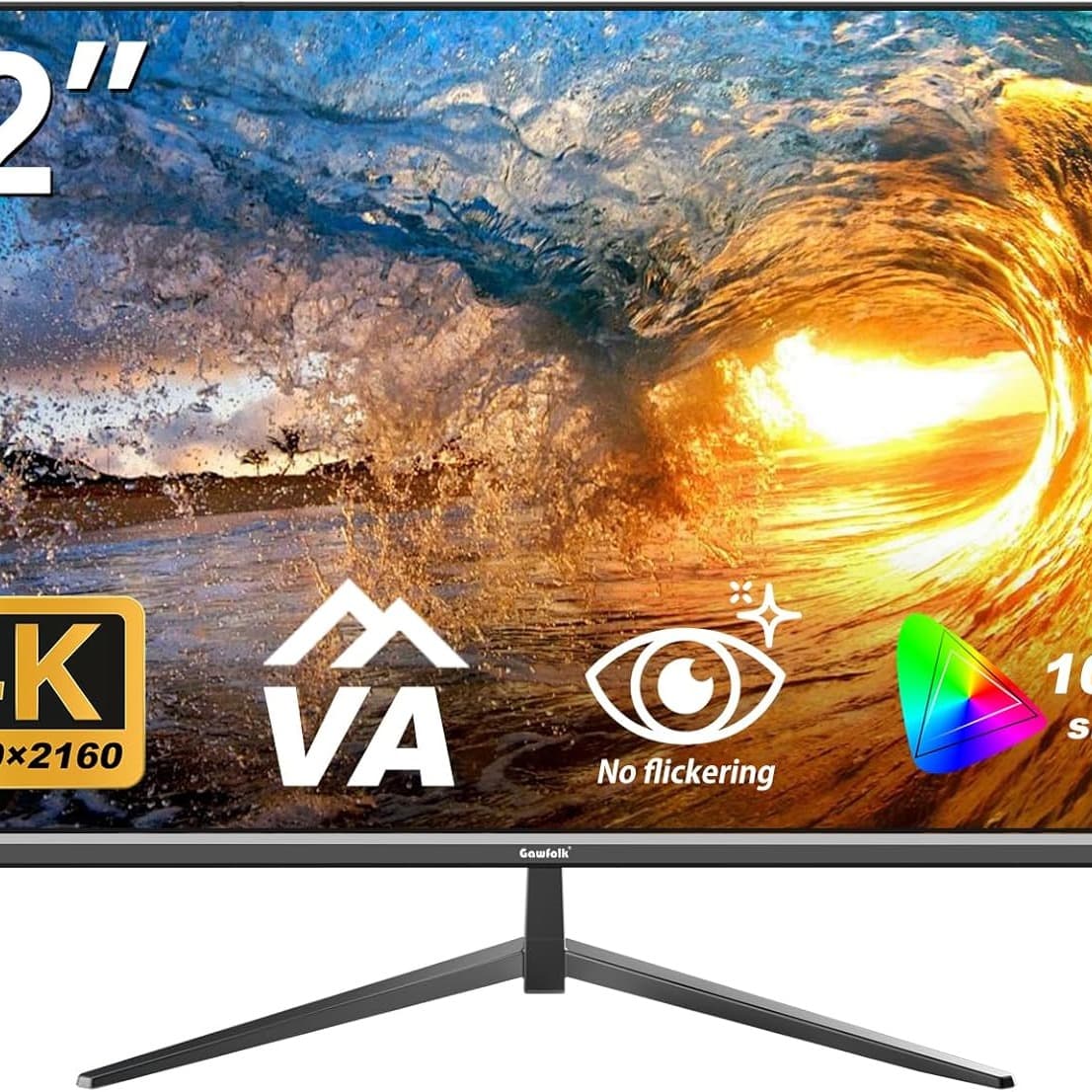 Gawfolk 32 Inch Gaming Monitor 4K 60Hz Computer Display Screen UHD(3840 * 2160) 100% sRGB Ultra-Thin Frameless Suitable for home offices to be used in video and picture production - 1