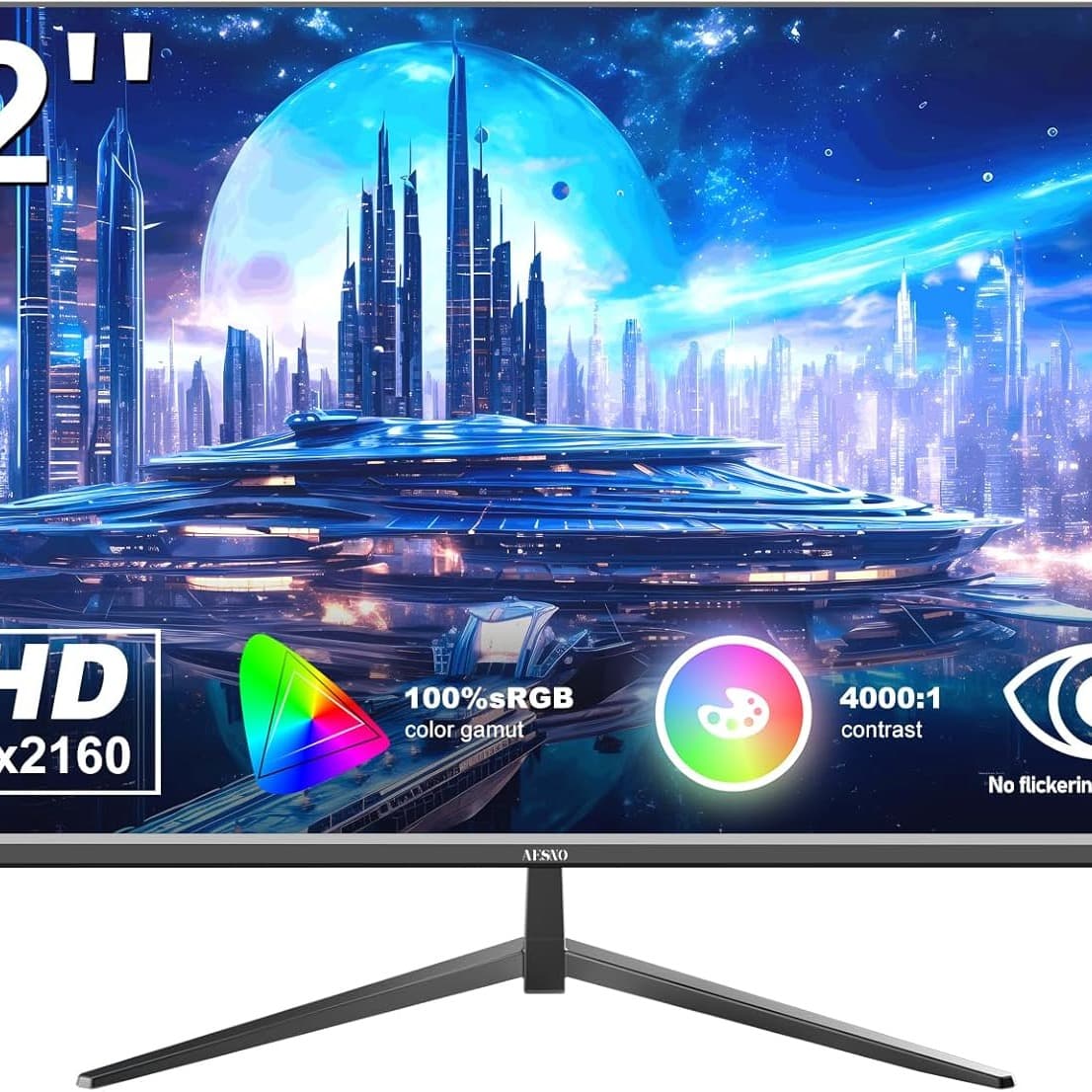 Gawfolk 32 Inch Monitor UHD 60Hz Gaming Monitor 4K(3840×2160) Ultra-Thin Frameless Computer Display Screen 100% sRGB 300cd/m² Suitable for entertainment, office, video, and picture design - 1