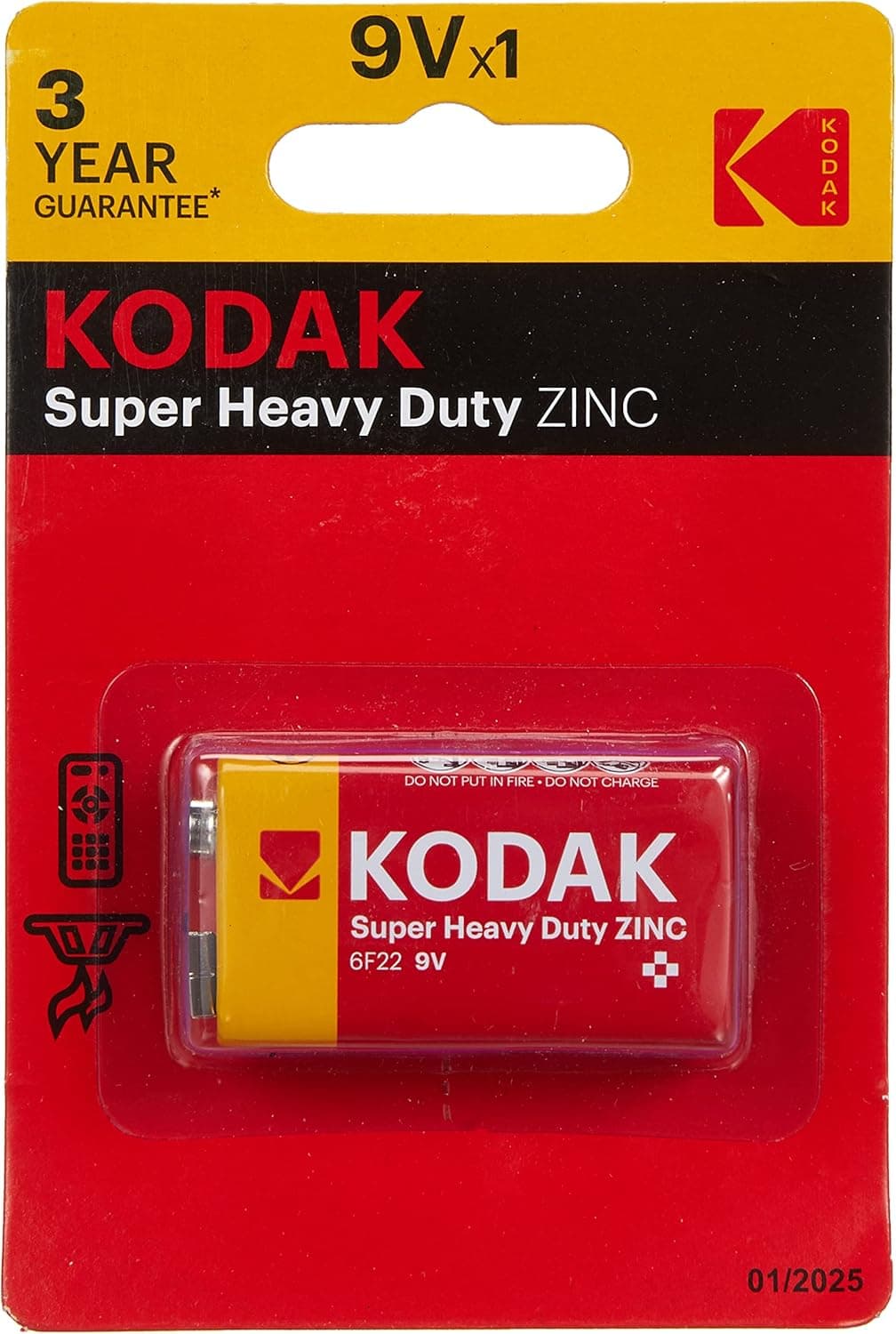 KODAK - Super Heavy Duty 9V Zinc Batteries - 1
