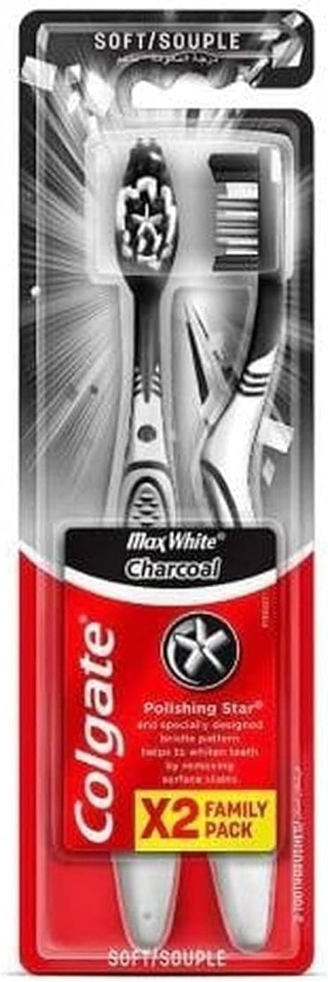 COLGATE TOOTHBRUSH MAXWHITE CHARCOAL MED 2PK SOFT - 1