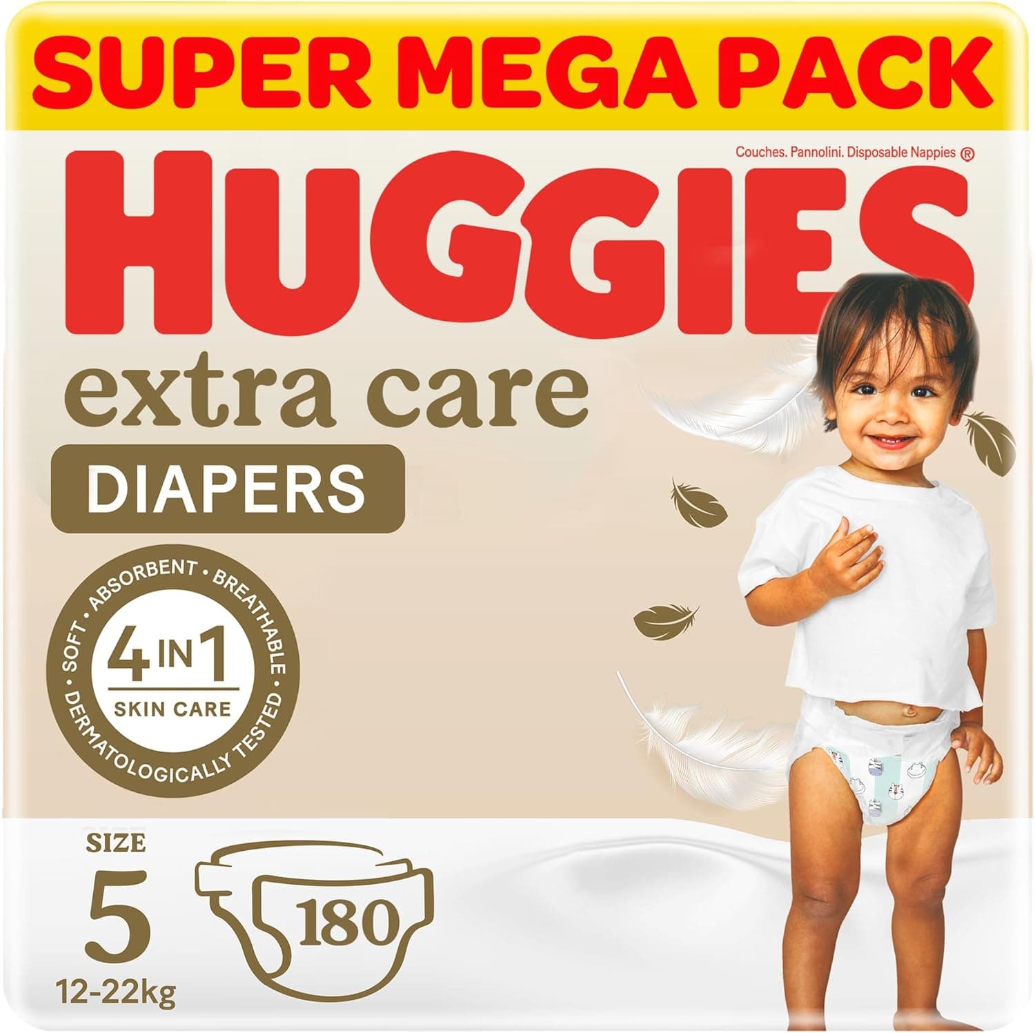 Huggies Extra Care, Size 5, 12 -22 kg, Super Mega Pack, 180 Diapers - 1