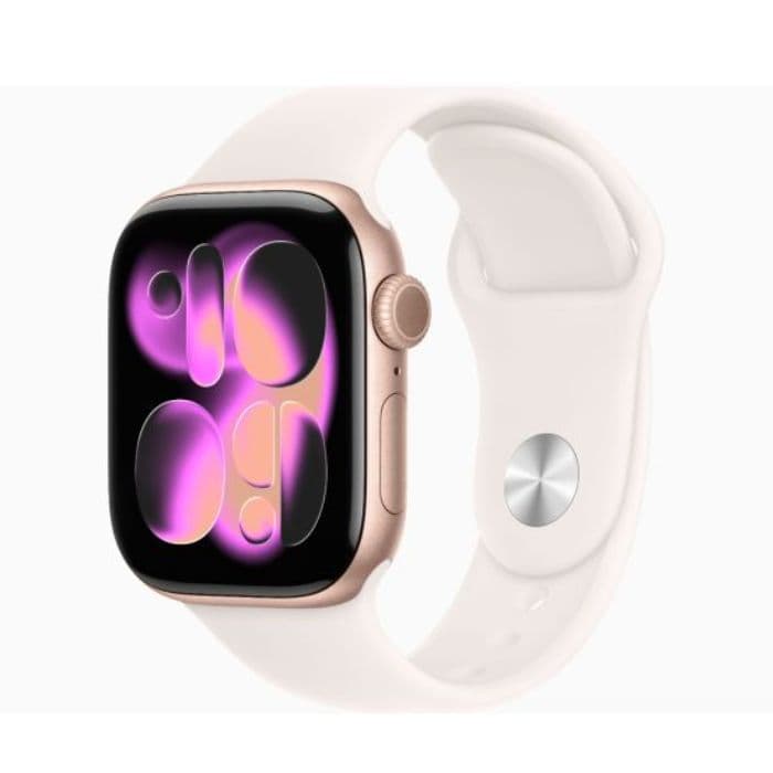 Apple Watch Series 11, GPS, 42mm, Rose Gold Aluminum Case with Light Blush Sport Band - S/M