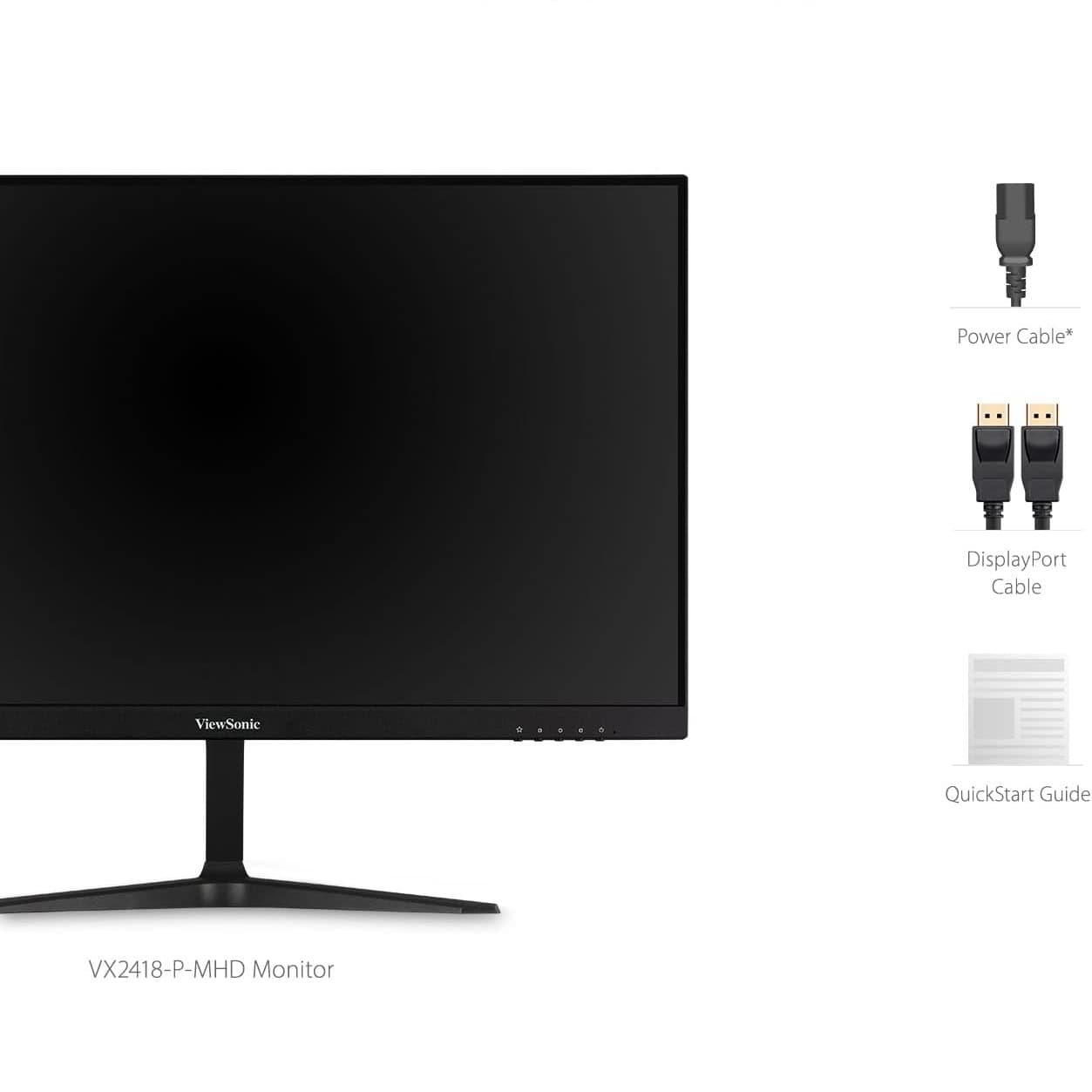 Viewsonic VX2418-P-MHD 24 Inch Frameless Full HD 1080p 180Hz 1ms Gaming Monitor with Adaptive-Sync Eye Care HDMI and Display Port, Black - 1
