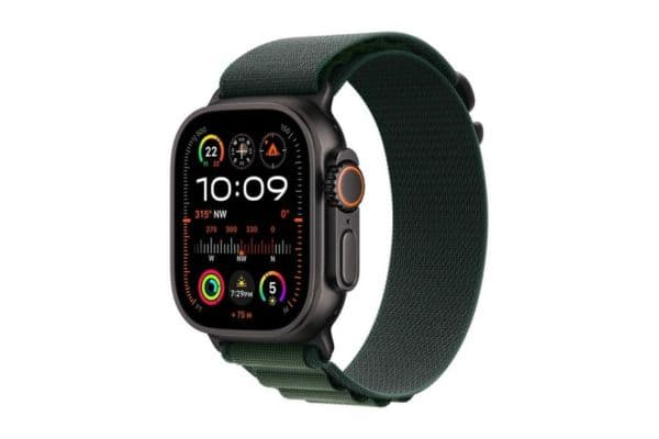 Apple Watch Ultra 2, (2024) GPS + Cellular 49mm, Black Titanium Case with Dark Green Alpine Loop - 1