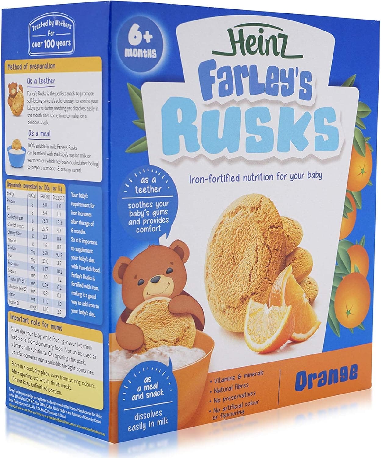 FARLEY'S RUSKS 18 ORANGE 12X300 GMS - 1