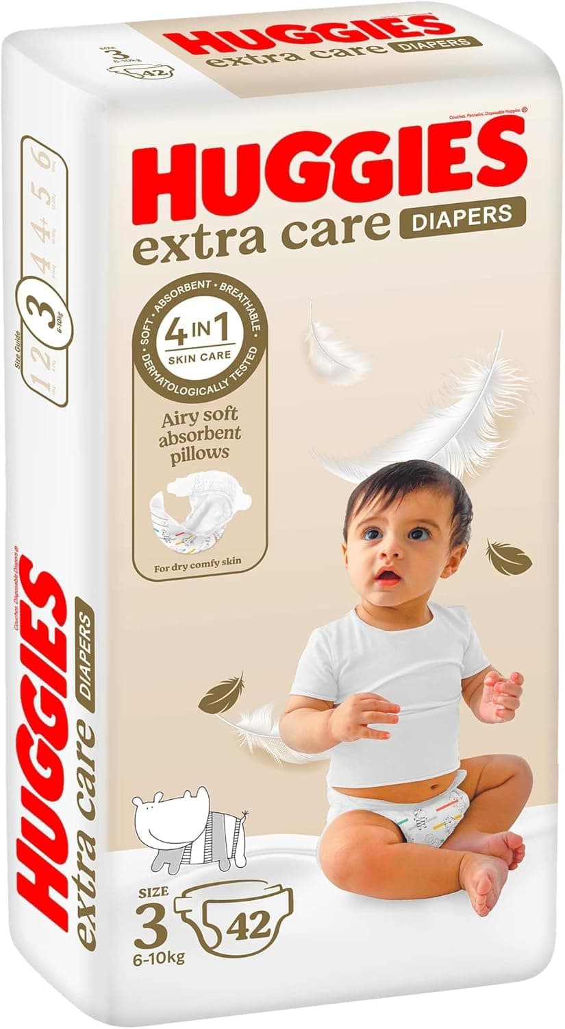 Huggies Extra Care, Size 3, 4 - 9 kg, Value Pack, 42 Diapers - 1