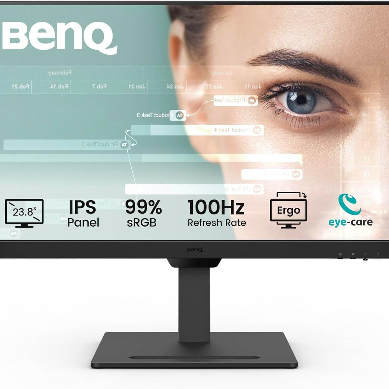 BenQ GW2490T 60.5 cm IPS 1080p Home Office Monitor, FHD, 100Hz, Ergo Design, High Refresh Rate, 99% sRGB, VESA MediaSync, B.I, Flicker Free, Low Blue Light, ePaper, Coding Mode, TÜV Rheinland - 1