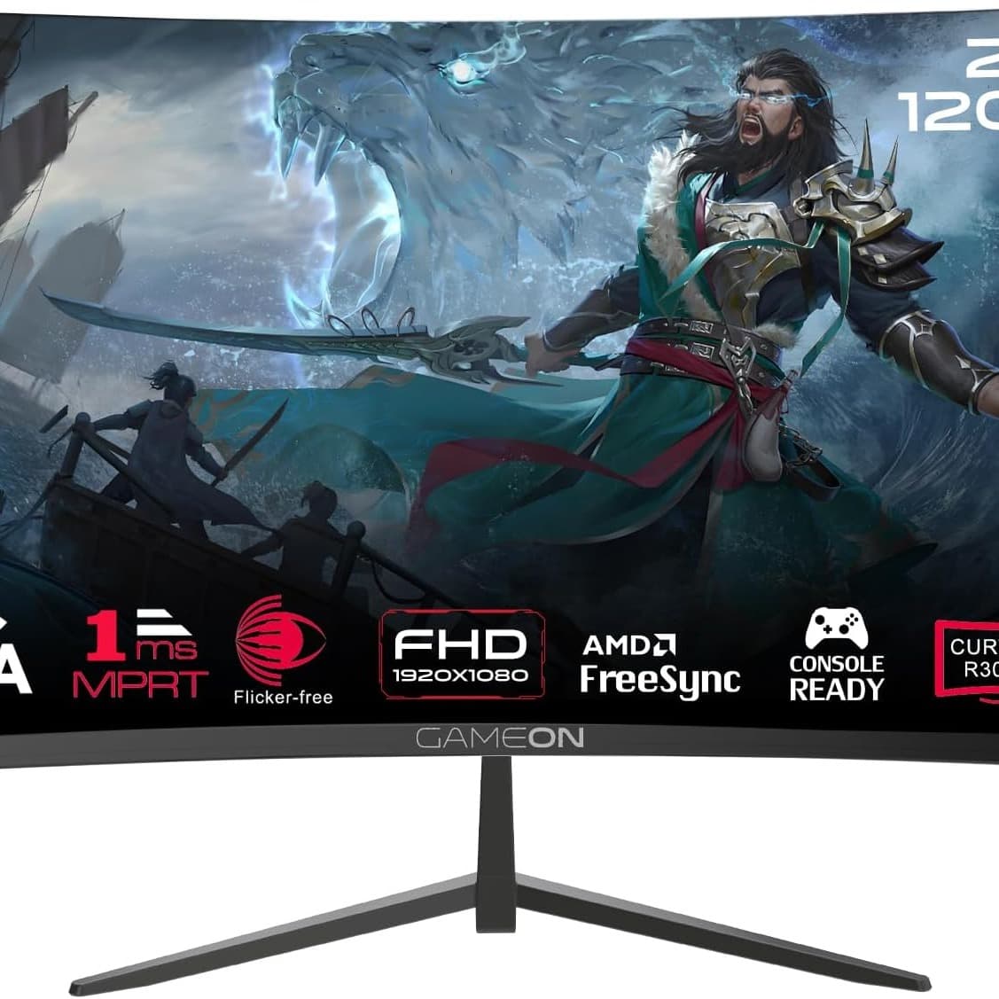GAMEON GOC27F120VA Pro Series Curved Gaming Monitor 27 inch, 1920x1080p FHD VA Panel, 120Hz, 1ms, HDMI 2.1, Freesync, Crosshair assistant, Built-in Speakers, Supports PS5, VRR - 1