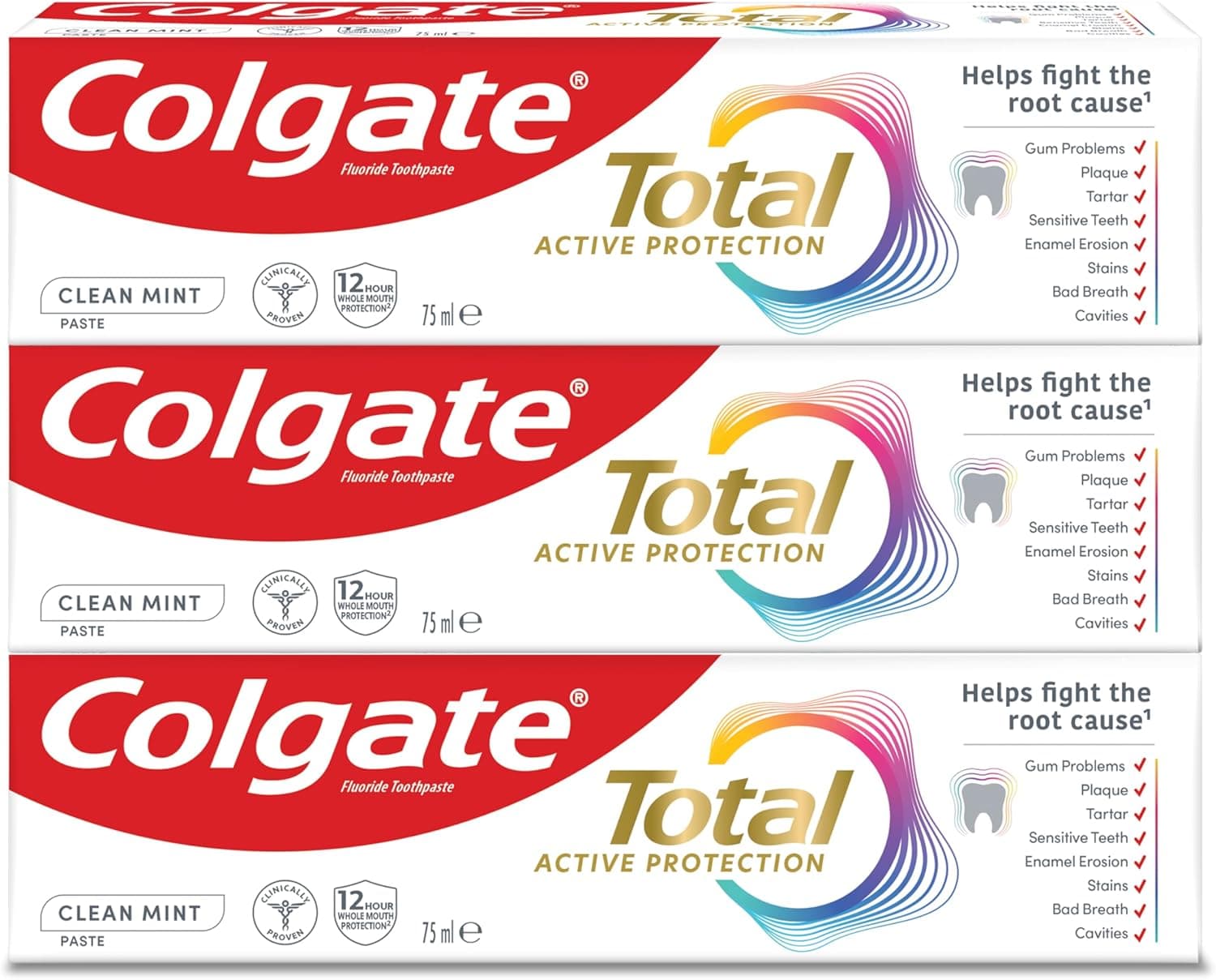 COLGATE TOOTHPASTE TOTAL CLEAN MINT 3X75ML VPACK - 1