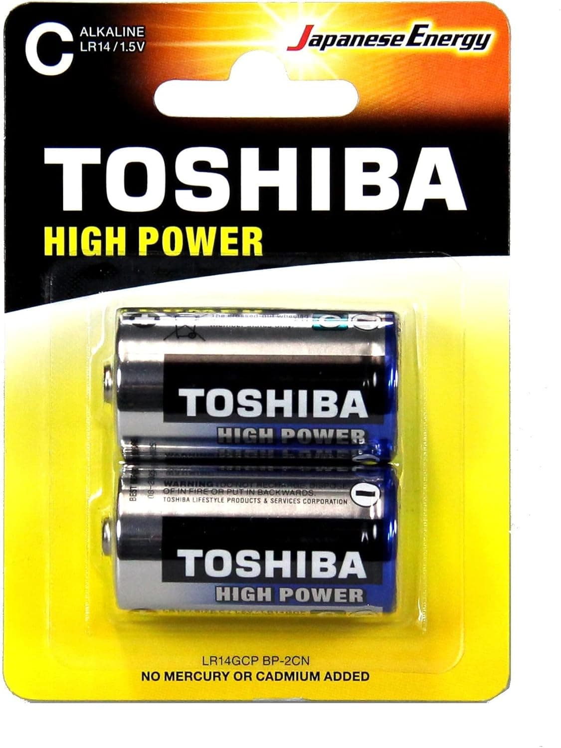 TOSHIBA Long-Lasting Vibration Resistance High Power Alkaline Battery (C, Pack of 2) - 1