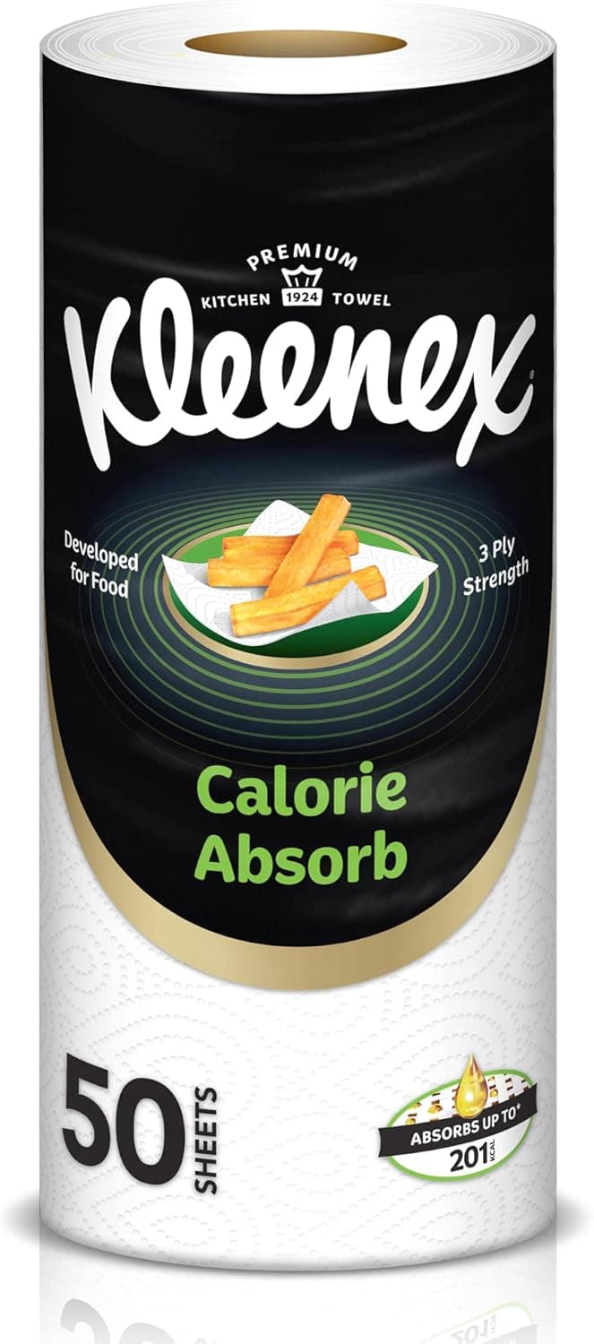 Kleenex Calorie Absorb Kitchen Tissue Paper Towel, 3 PLY, 1 Rolls x 50 Sheets, Food-Grade Strong Absorbent Kitchen Tissue - 1