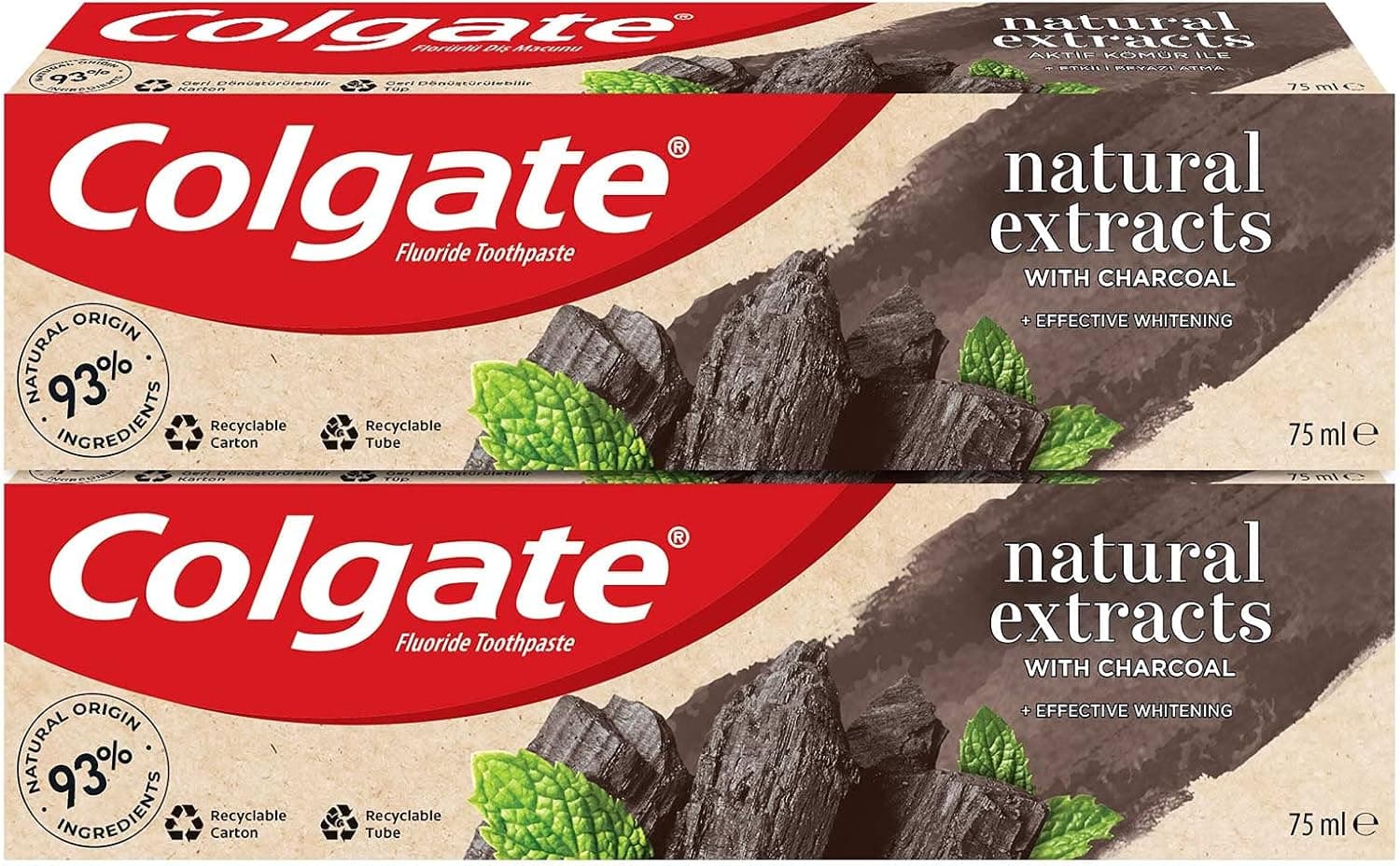 COLGATE TOOTHPASTE NATURALS CHARCOAL 2X75ML SPCL PRICE - 1
