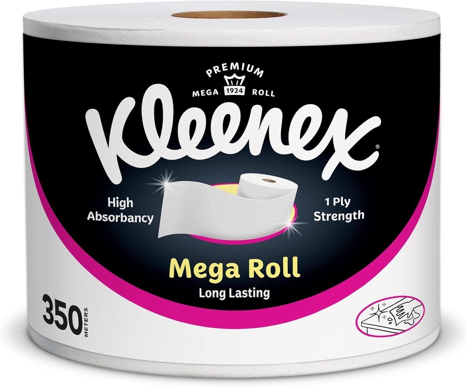 Kleenex Kitchen Paper Towel, Mega Roll Tissue, 1 Roll x 350 Meters, High Absorbency for Multi Purpose - 1