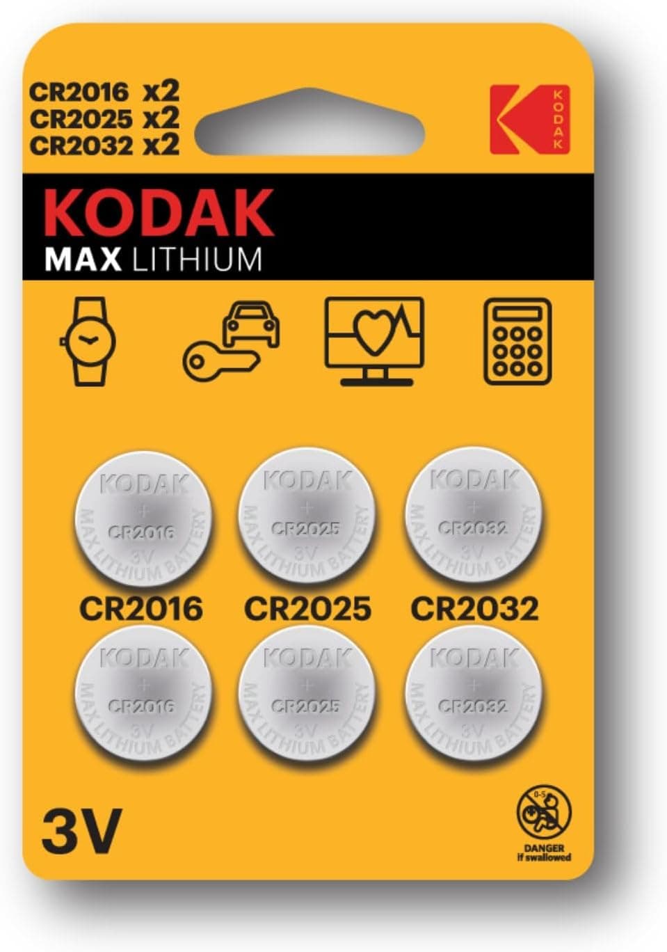 KODAK | CR2032 |CR2025| CR2016 Batteries | Lithium 3V Coin | Button Cell for Car Keys |6 Pack - 1