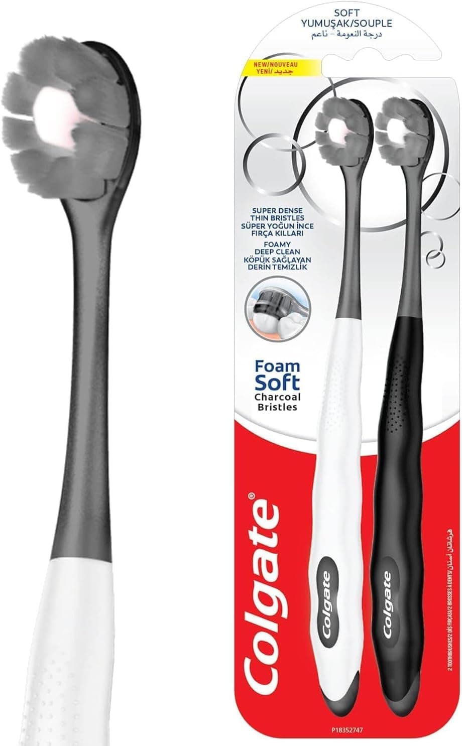 COLGATE TOOTHBRUSH CUSHION CLEAN BLACK 2PK - 1