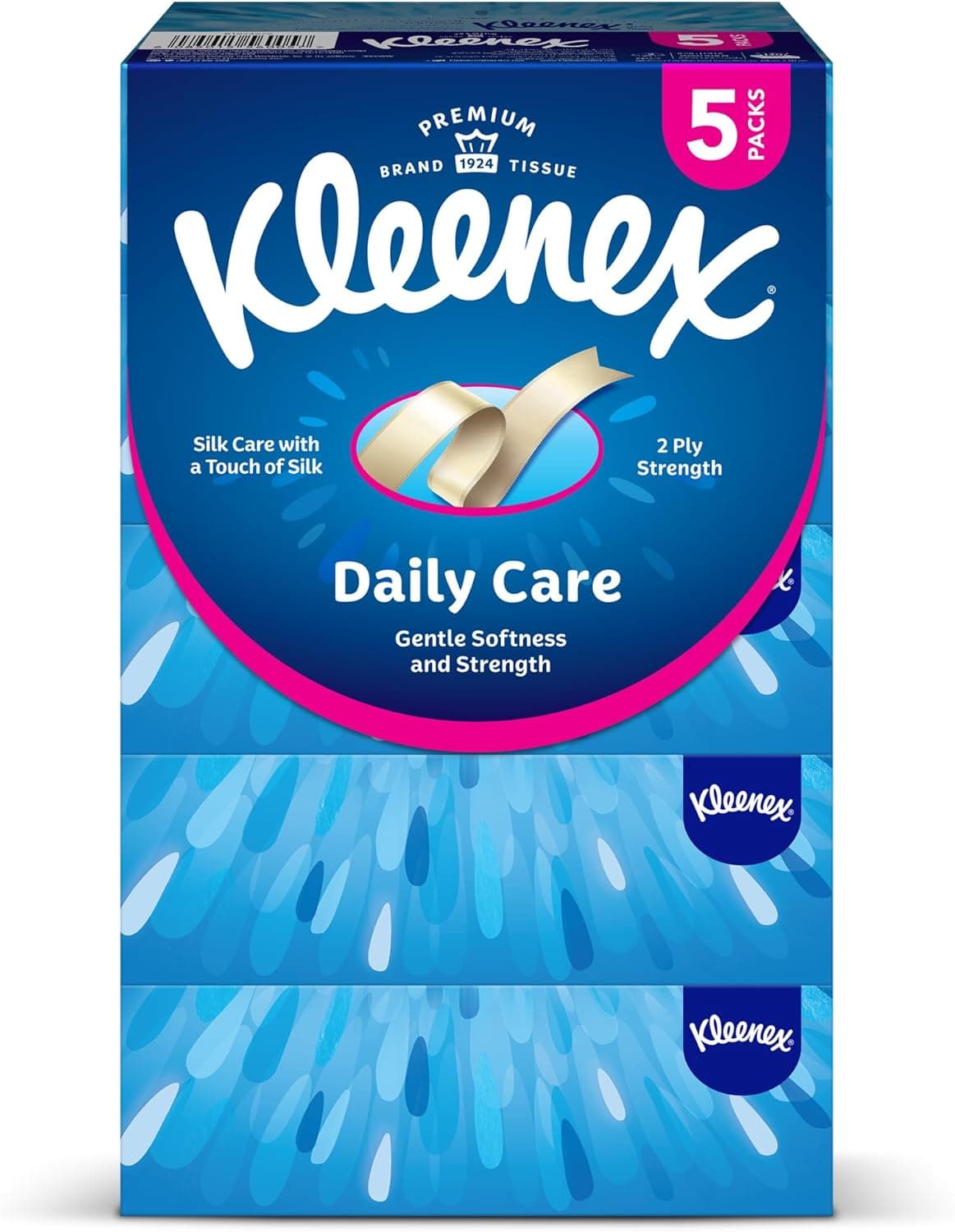 Kleenex Daily Care Facial Tissue, Pack Of 5 Boxes, 130 Sheets X 2 Ply - 1