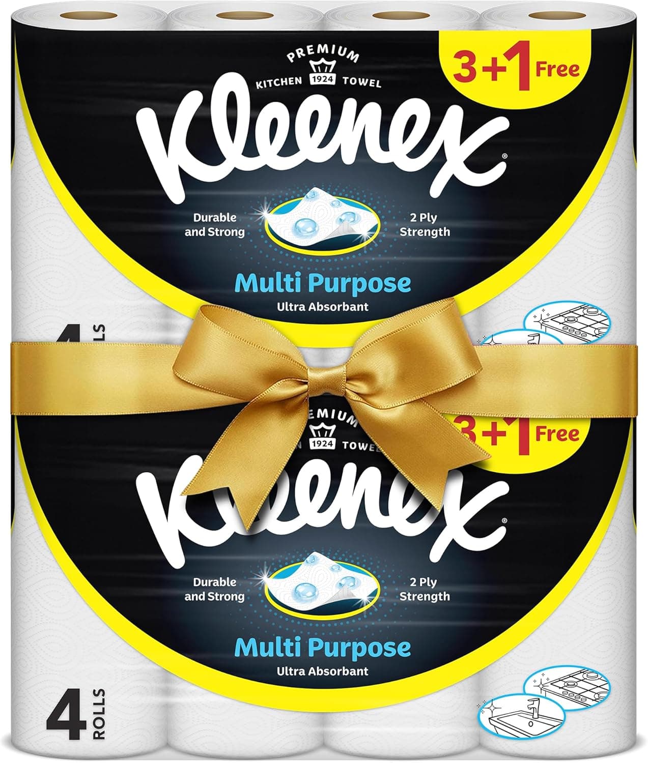 Kleenex Multi Purpose Kitchen Tissue Paper Towel, 2 PLY, 8 Rolls x 90 Sheets, Absorbent Towels for all Surfaces - 1