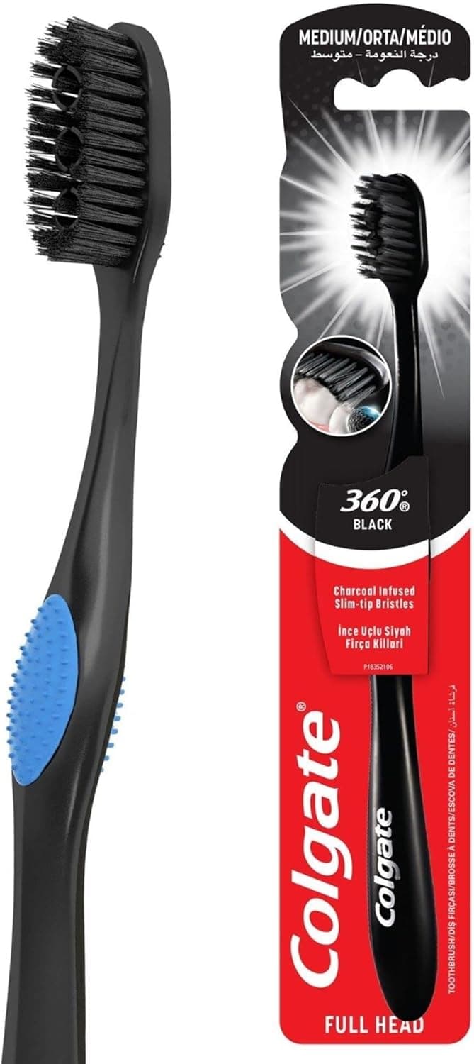 COLGATE TOOTHBRUSH 360 BLACK CHARCOAL MED    (Head) - 1