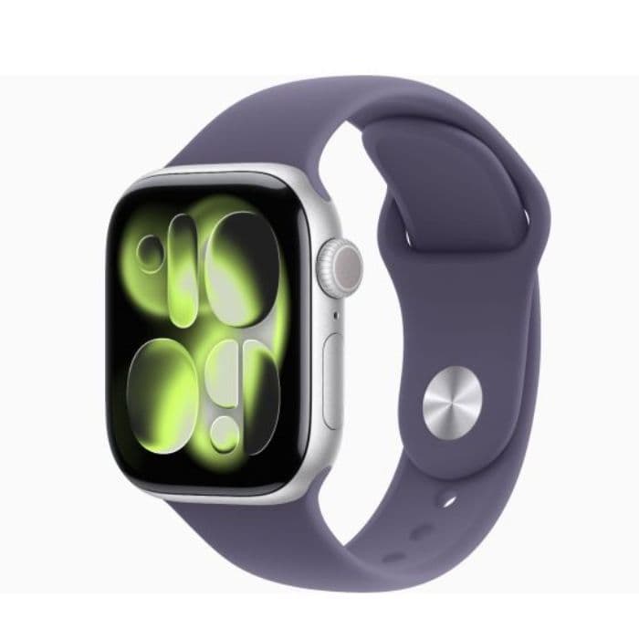 Apple Watch Series 11, GPS, 46mm, Silver Aluminum Case with Purple Fog Sport Band, M/L