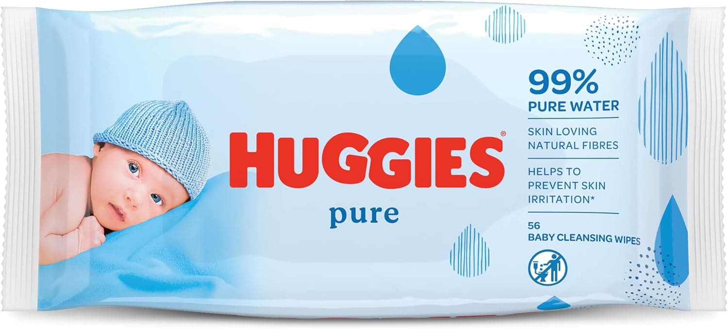 Huggies Pure Baby Wipes, 99% Pure Water Wipes, 1 Pack x 56 Wipes