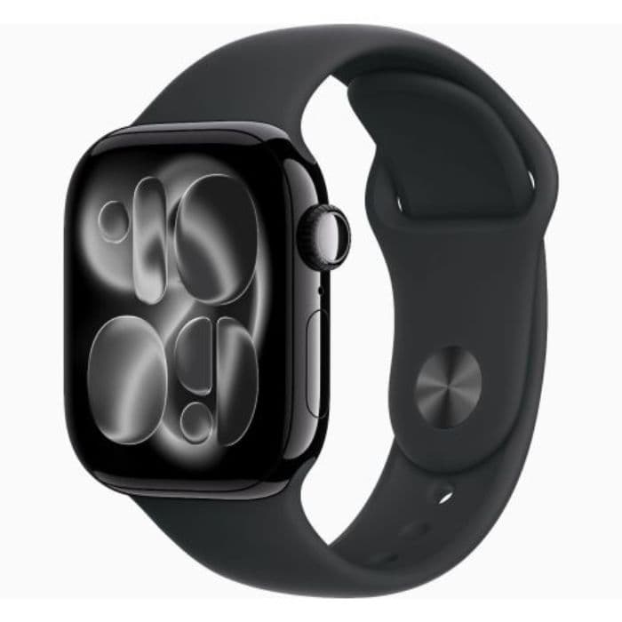 Apple Watch Series 11, GPS, 46mm, Jet Black Aluminium Case with Black Sport Band, S/M