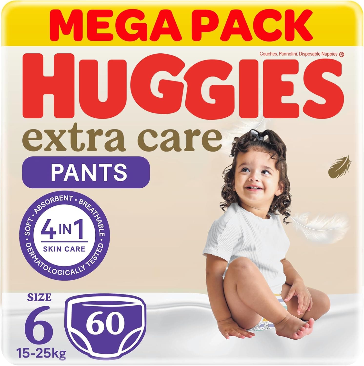 Huggies, Extra Care Culottes, Size 6, 15-25 kg, Mega Packs, 60 Diaper Pants