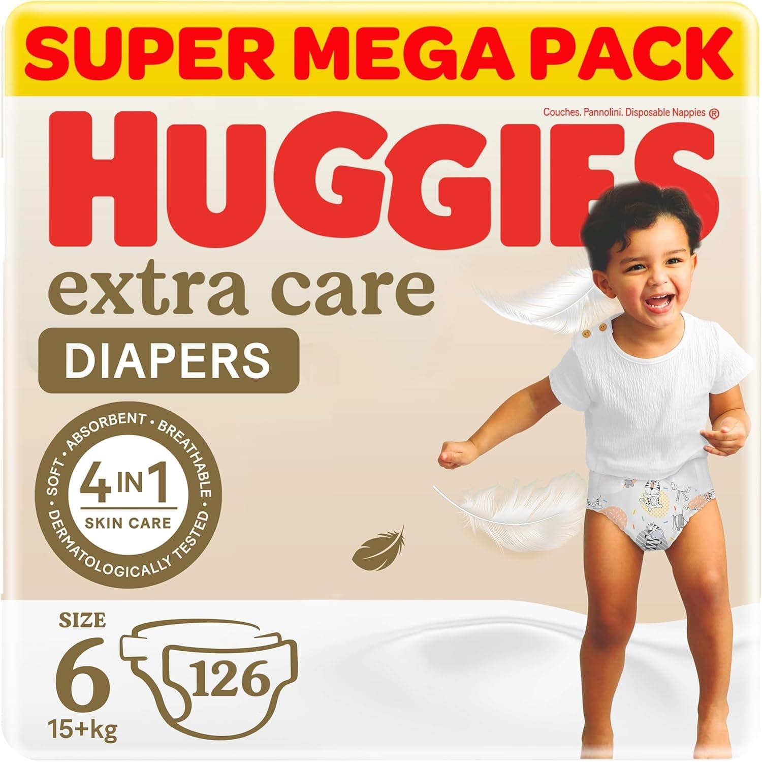 Huggies Extra Care, Size 6, 15+ kg, Super Mega Pack, 126 Diapers