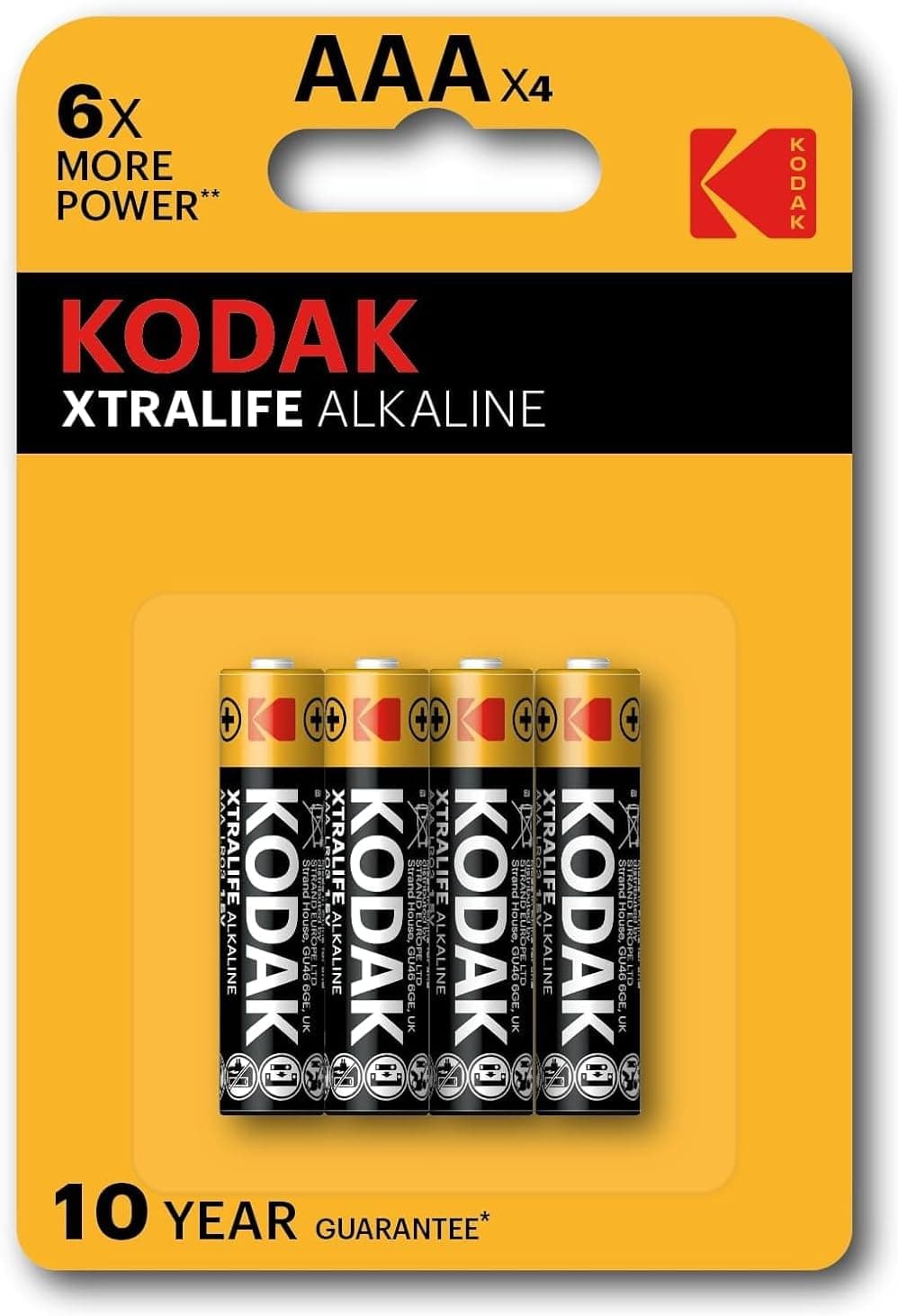 Kodak Xtralife Alkaline AAA Batteries - 4 Pack