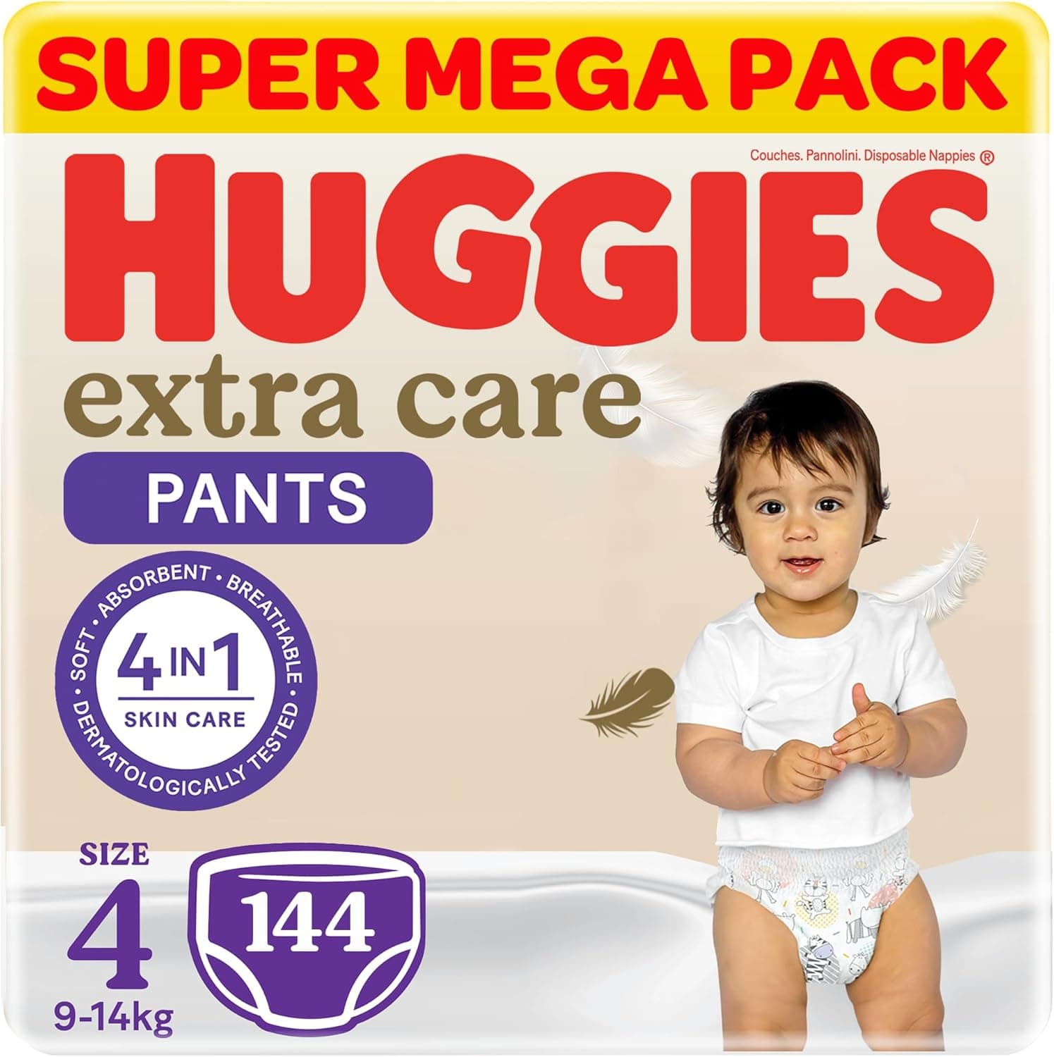 Huggies, Extra Care Culottes, Size 4, 9-14 kg, Super Mega Pack, 144 Diaper Pants