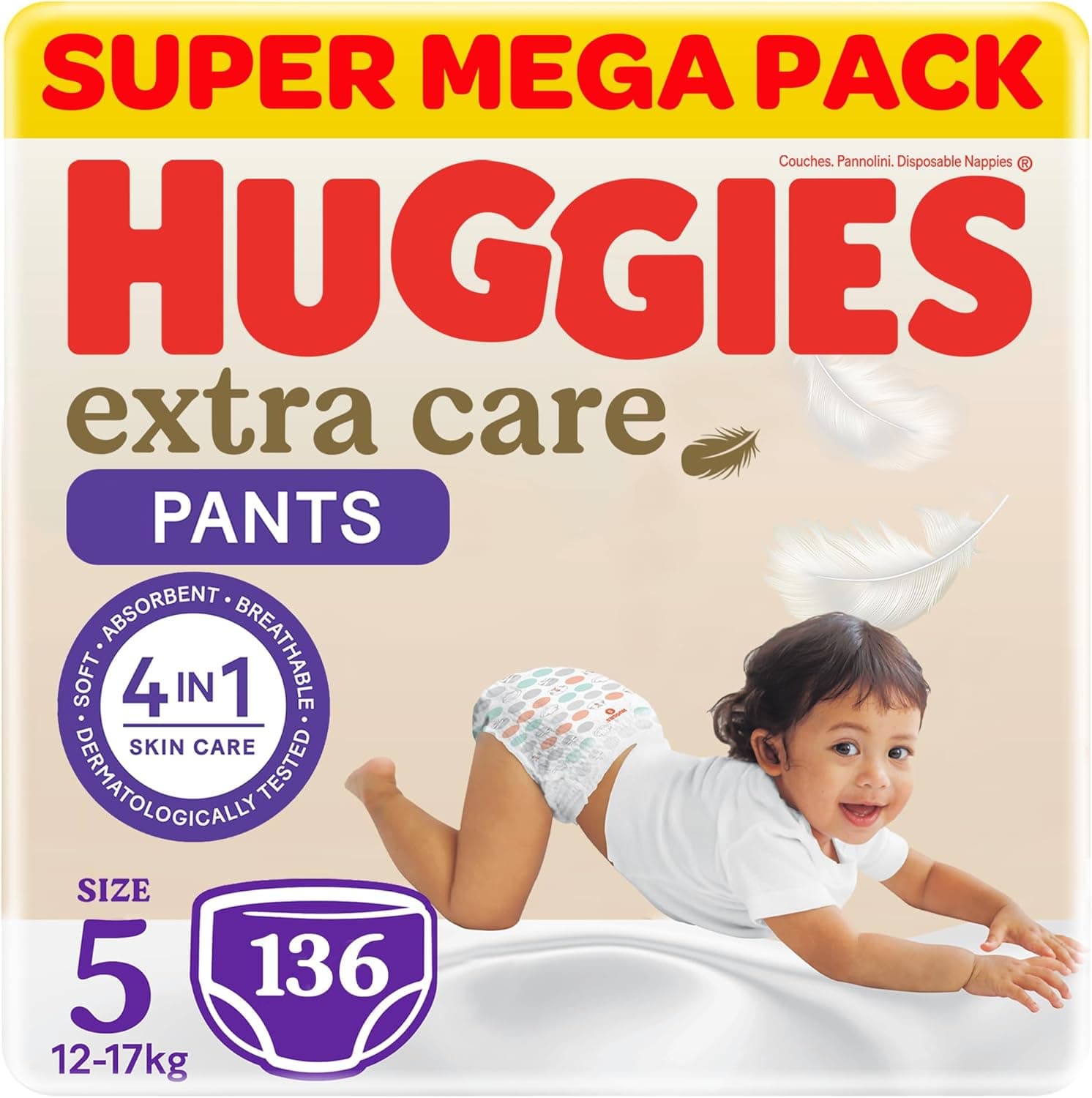 Huggies, Extra Care Culottes, Size 5, 12-17 kg, Super Mega Pack, 136 Diaper Pants