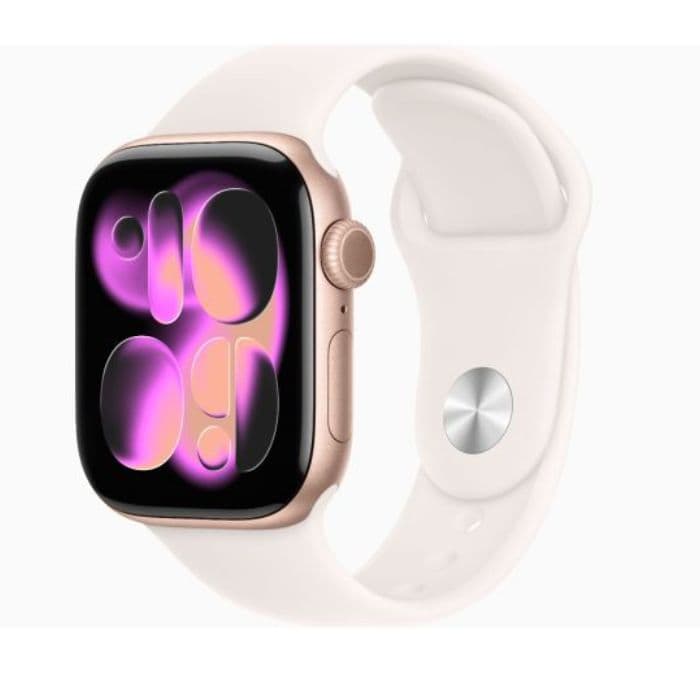 Apple Watch Series 11, GPS, 46mm, Rose Gold Aluminum Case with Light Blush Sport Band, S/M